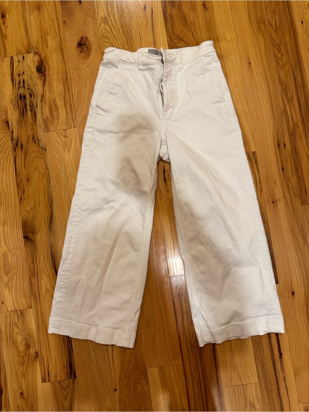 Everlane White Cropped High-Rise Wide Leg Pants
